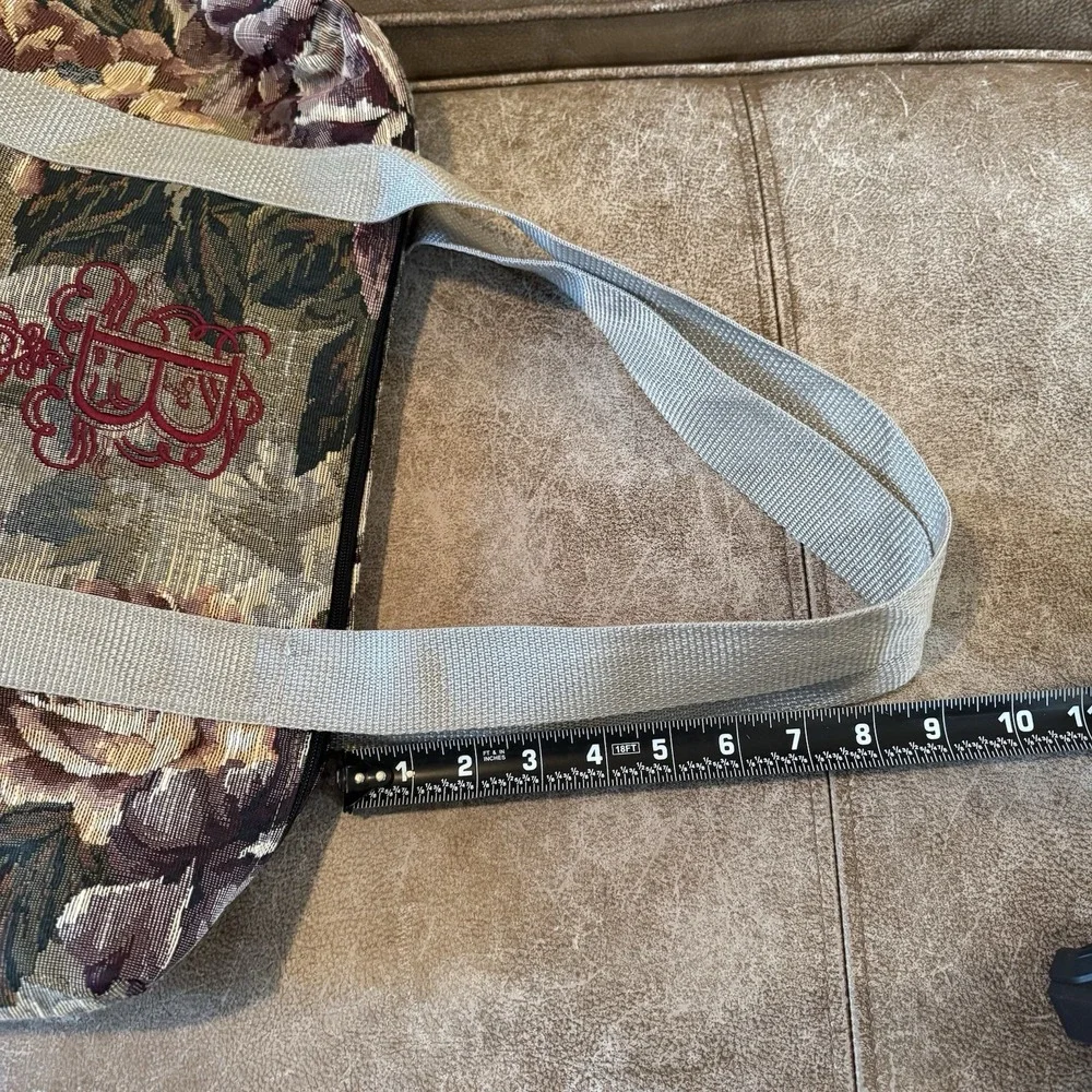 Grandmillennial Floral Tapestry Weekender Tote Bag Monogram B USA Made Travel